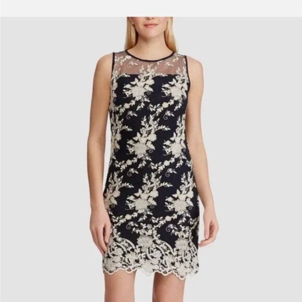 Brand New Ralph Lauren Black and Cream Lace Mini Dress